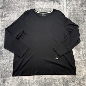 Tablots Tee Womens 3X Plus Black Long Sleeve T-Shirt Top Pima Cotton Minimal NEW